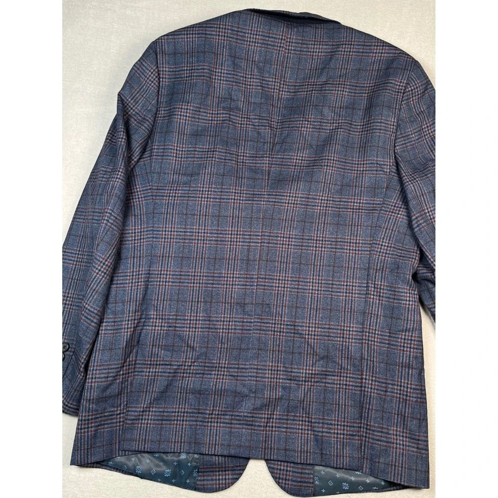 Mantoni Blazer Men 40R Super fine Vergin Wool Jacket Blue Red Plaid Sport Coat‎